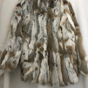 Dylan Gray Grey Section Rabbit Fur Jacket Size large
